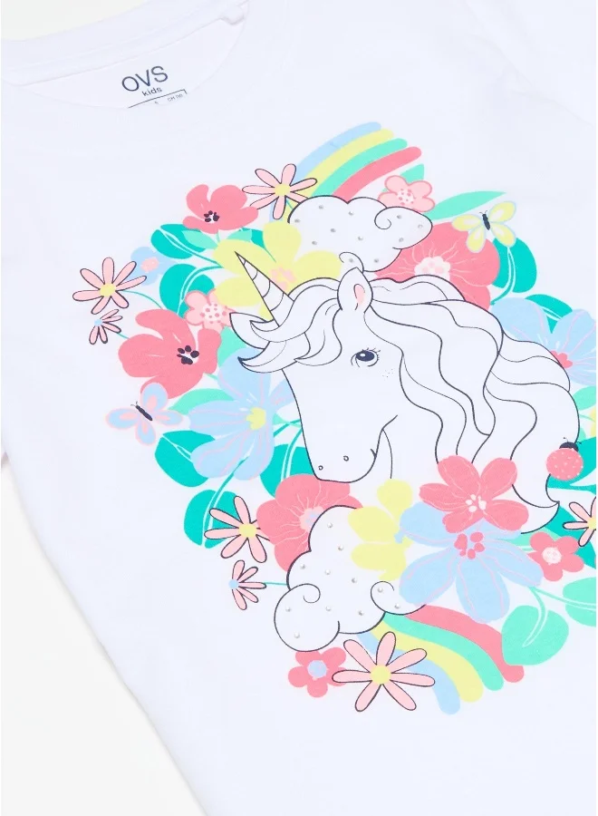 او في اس Ovs T-Shirt Prin Optical Whit