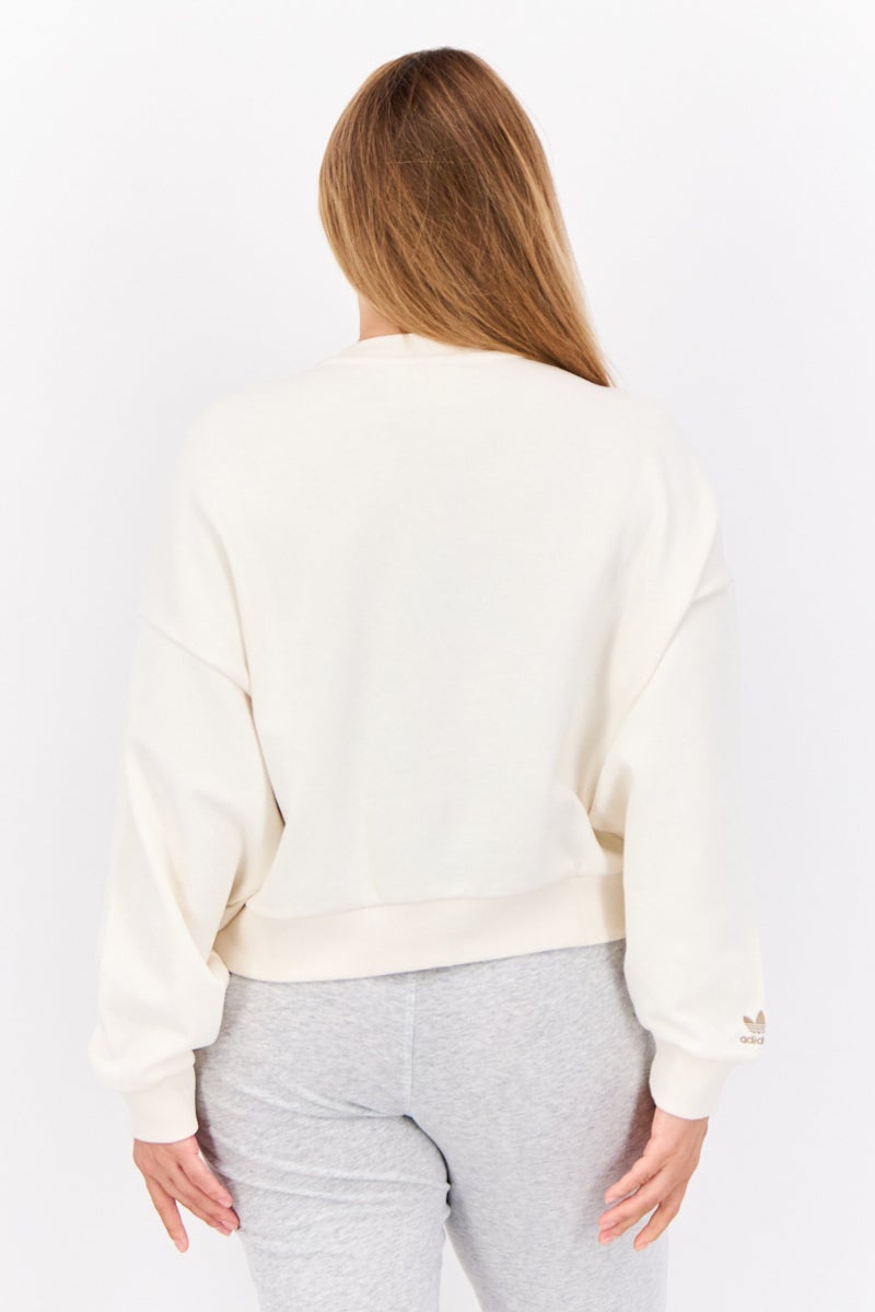 adidas Originals ملابس رياضية نسائية بأكمام طويلة مناسبة، خارجي، لون أبيض فاتح - Image 3