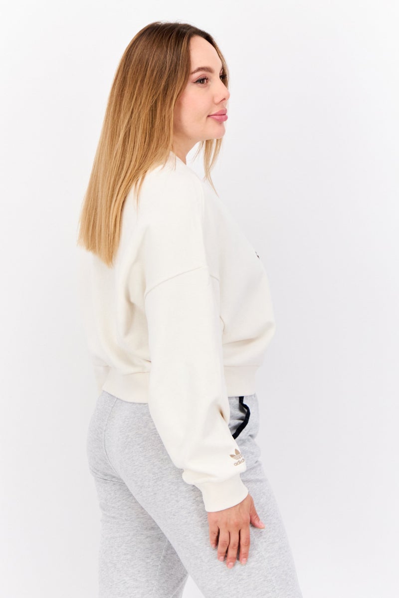 adidas Originals ملابس رياضية نسائية بأكمام طويلة مناسبة، خارجي، لون أبيض فاتح - Image 2