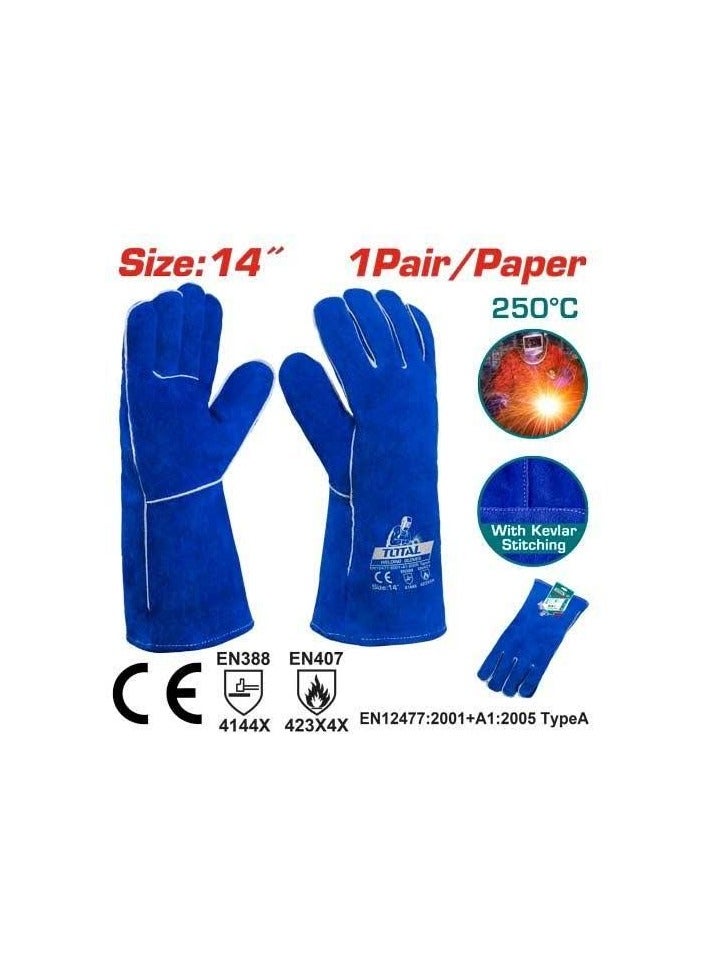 TOTAL 14-inch blue welding gloves - Image 1