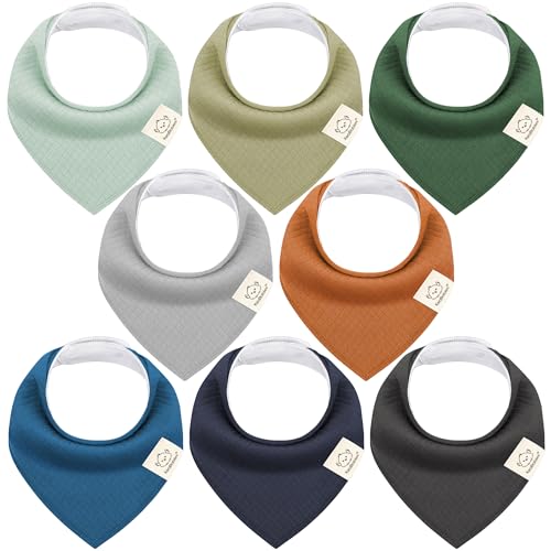 KeaBabies 8Pack Bandana Bibs for Baby Girls Boys Organic Cotton Baby Bibs for Drooling Teething Newborn Toddler Infant 036 months Extra Soft Absorbent Cloth with Snaps HunterQuin - Image 1