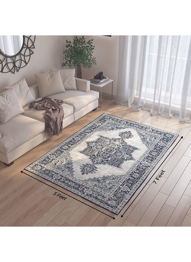 Status Contract Status Contract 3D Printed Perfect Rugs for Living Area | Rug and for Bedroom |Rug and for ining Table Rug Floor with Anti Slip Backing (4 x 6, Kashmiri Grey)  - Image 4