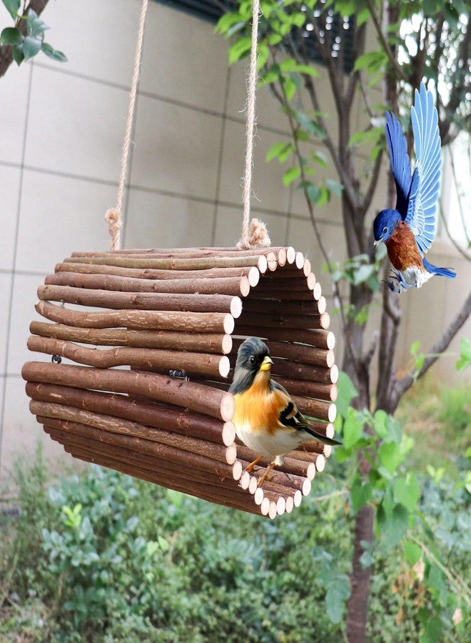 Oooct Bird Parrot Swing Toys, Hanging Bird Perch Stand, Natural Willow Wood Parrot Hammock, Bird Cage Accessories, Suitable for Little Bird Parakeets Cockatiels Lovebirds Hamster Rat (6.3" in Diameter) - Image 4