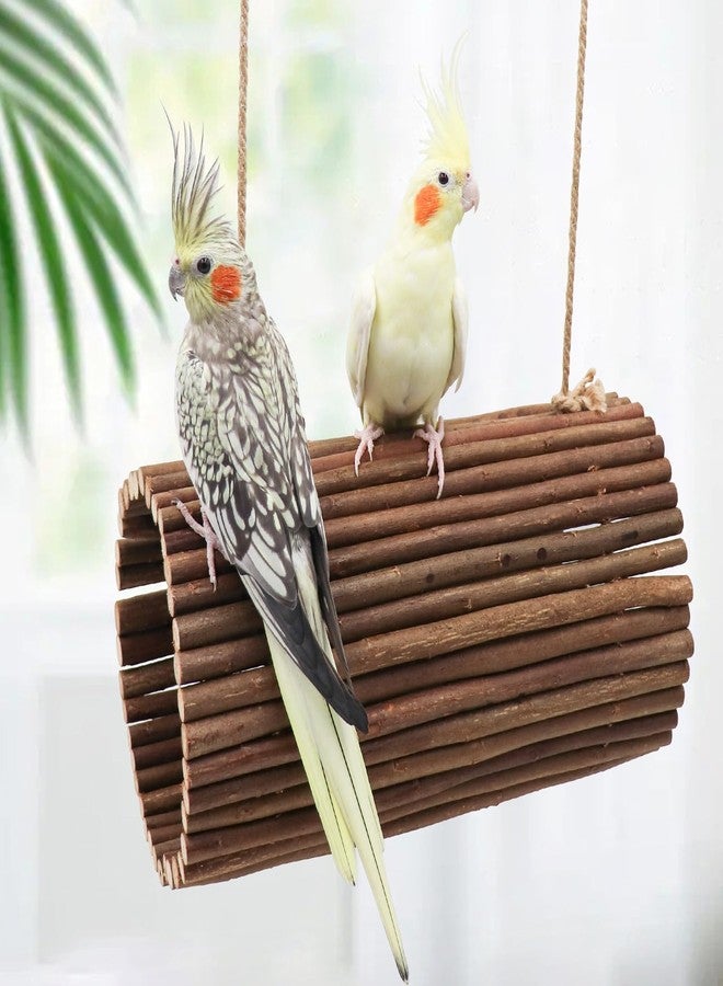 Oooct Bird Parrot Swing Toys, Hanging Bird Perch Stand, Natural Willow Wood Parrot Hammock, Bird Cage Accessories, Suitable for Little Bird Parakeets Cockatiels Lovebirds Hamster Rat (6.3" in Diameter) - Image 3
