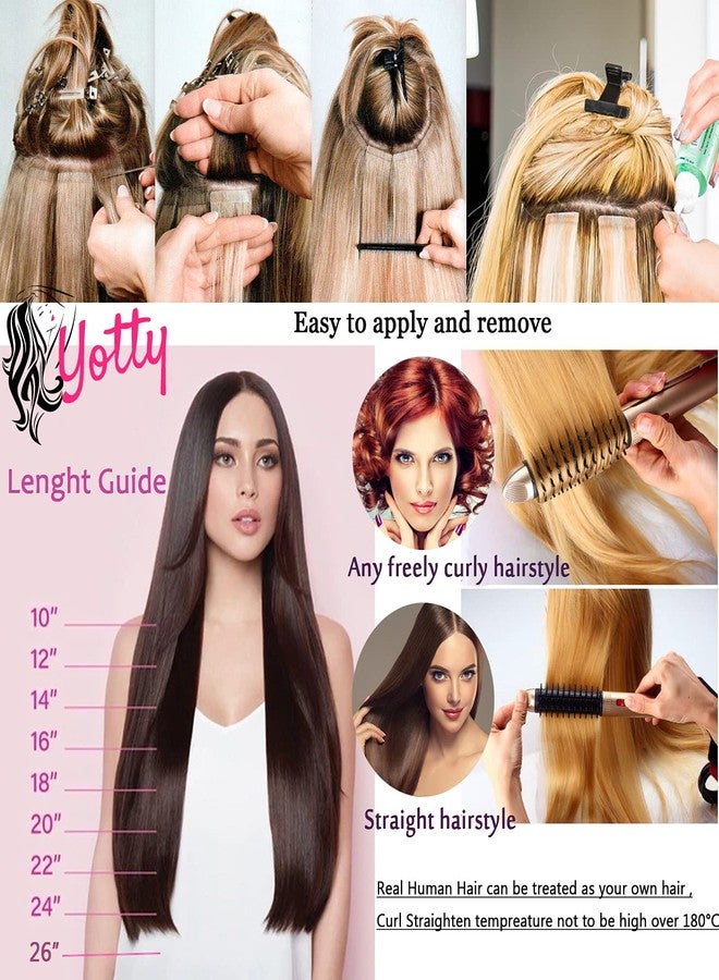 Yotty Hair Extensions Tape in Seamless Skin Weft Remy Human Hair (16Inch 10Pcs, Purple) - Image 4