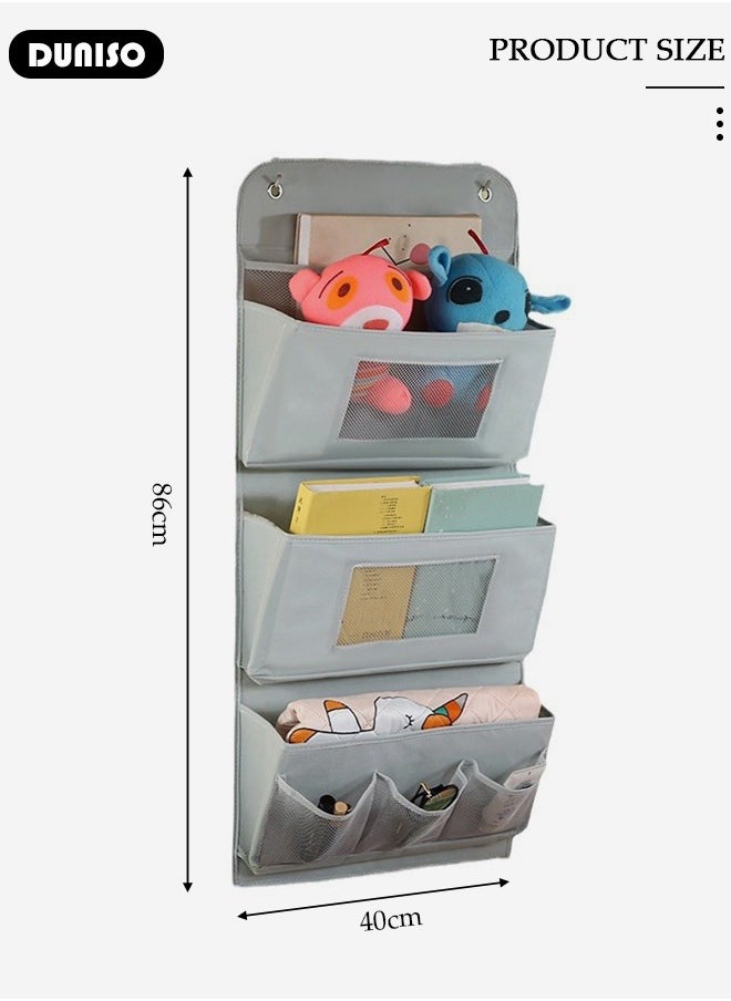 DUNISO - Over The Door Pockets, 3 Trapezoidal Pockets Storage Organiser, Fabric Foldable Hanging Organizer Door Hanger Storage with Clear Window for Dormitory Wardrobe Bookshelf - Image 1