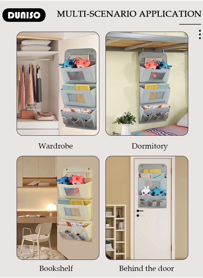 DUNISO - Over The Door Pockets, 3 Trapezoidal Pockets Storage Organiser, Fabric Foldable Hanging Organizer Door Hanger Storage with Clear Window for Dormitory Wardrobe Bookshelf - Image 1
