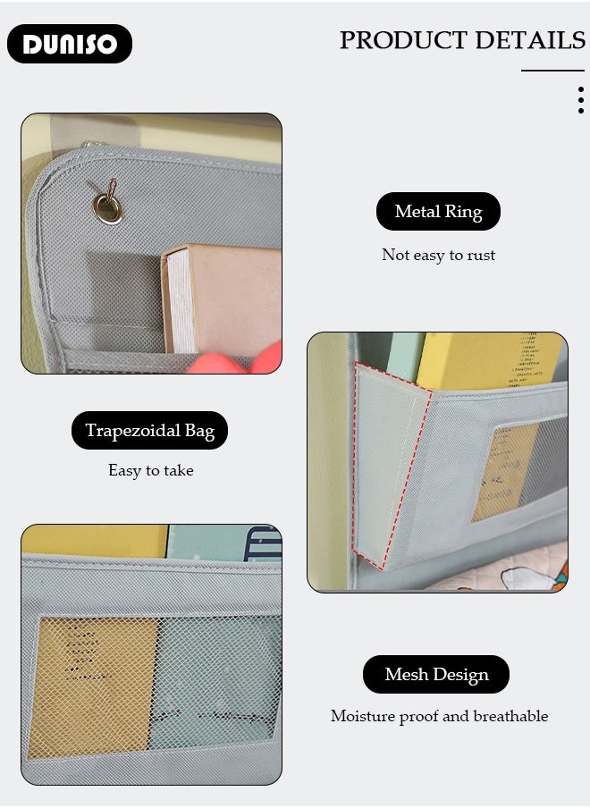 DUNISO - Over The Door Pockets, 3 Trapezoidal Pockets Storage Organiser, Fabric Foldable Hanging Organizer Door Hanger Storage with Clear Window for Dormitory Wardrobe Bookshelf - Image 1
