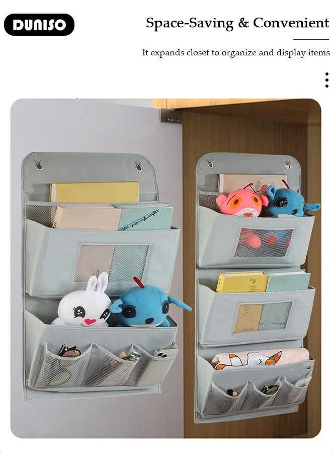DUNISO - Over The Door Pockets, 3 Trapezoidal Pockets Storage Organiser, Fabric Foldable Hanging Organizer Door Hanger Storage with Clear Window for Dormitory Wardrobe Bookshelf - Image 1