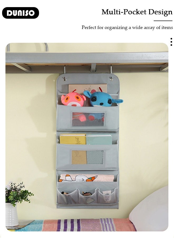 DUNISO - Over The Door Pockets, 3 Trapezoidal Pockets Storage Organiser, Fabric Foldable Hanging Organizer Door Hanger Storage with Clear Window for Dormitory Wardrobe Bookshelf - Image 1