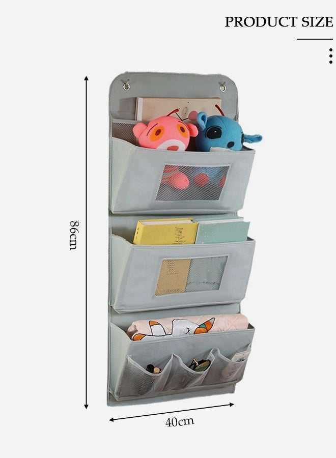 DUNISO Over The Door Pockets, 3 Trapezoidal Pockets Storage Organiser, Fabric Foldable Hanging Organizer Door Hanger Storage with Clear Window for Dormitory Wardrobe Bookshelf - Image 2