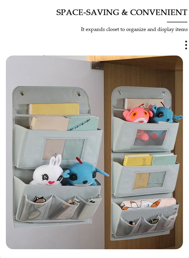 DUNISO Over The Door Pockets, 3 Trapezoidal Pockets Storage Organiser, Fabric Foldable Hanging Organizer Door Hanger Storage with Clear Window for Dormitory Wardrobe Bookshelf - Image 4