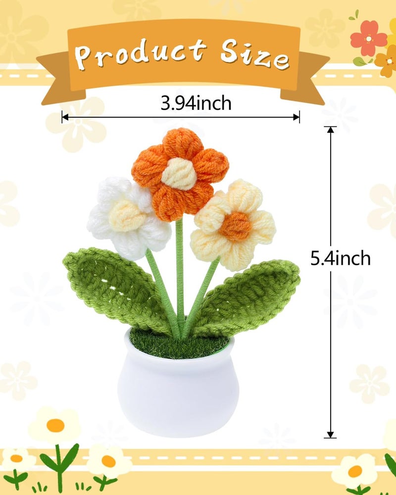 INOCEAN Knitted Flowers, Crochet Flowers, Handmade Knitted Daisy Décor for Desk, Nursery Gift, Cheerful Home Accent for Women (Yellow) - Image 2
