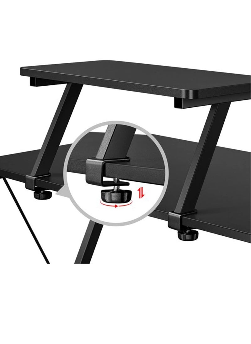 SKY-TOUCH - L-Shaped Gaming Desk,,Most popular computer desks,Home Office Desk With Round Corner and Shelf, Computer Desk With Large Monitor Stand Desk,Sturdy Writing Workstation, Gaming Desk with Shelf-Black - Image 1