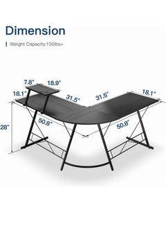 SKY-TOUCH L-Shaped Gaming Desk,,Most popular computer desks,Home Office Desk With Round Corner and Shelf, Computer Desk With Large Monitor Stand Desk,Sturdy Writing Workstation, Gaming Desk with Shelf-Black  - Image 3