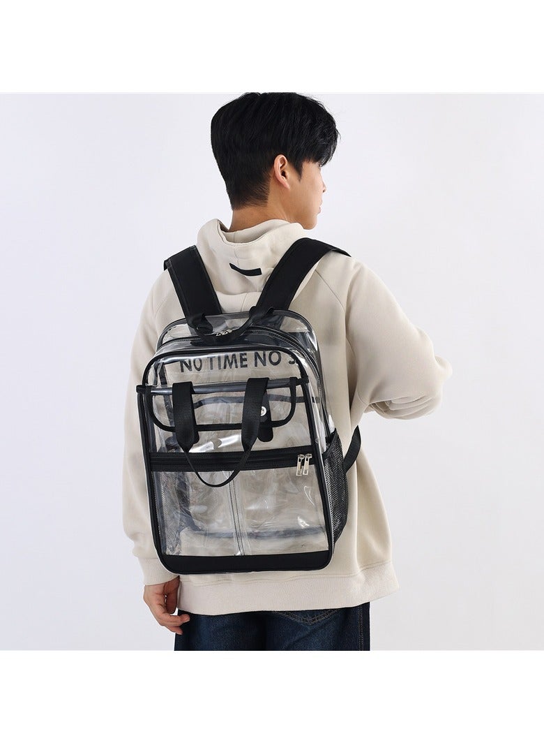 Backpacker PVC Backpack Large Capacity Transparent Student Schoolbag Short Travel PVC Computer Backpack 30*44*16CM - Image 5