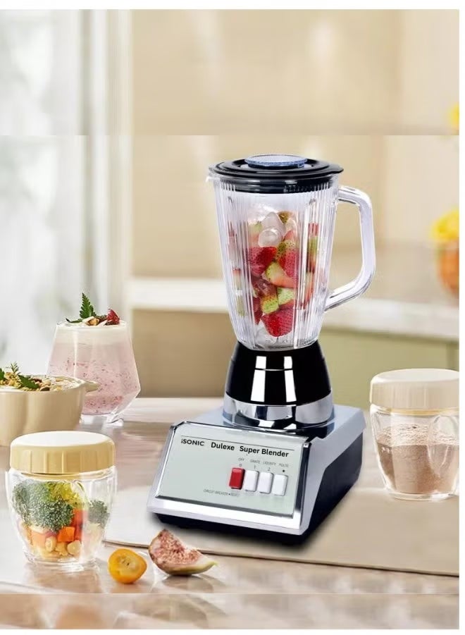 آي سونيك خلاط IB 702 ديلوكس مع وعاء زجاجي 1400 مل ومحرك توربو 600 واط – أخضر فاتح - Image 3