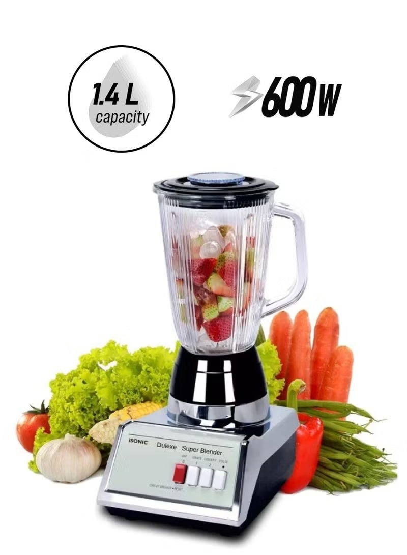 آي سونيك خلاط IB 702 ديلوكس مع وعاء زجاجي 1400 مل ومحرك توربو 600 واط – أخضر فاتح - Image 1