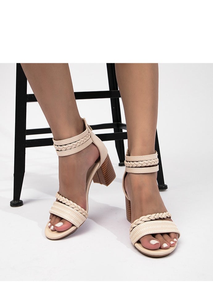 SIKETU 2025 New Women's Casual Coarse Heel Strap High Heel Roman Sandals  - Image 2