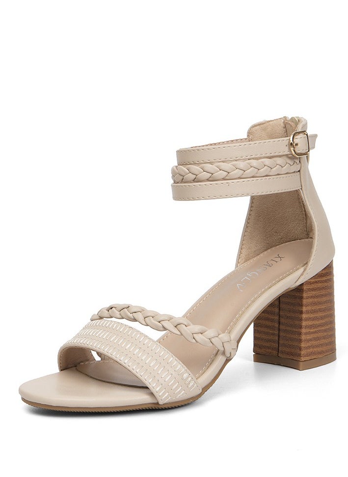 SIKETU 2025 New Women's Casual Coarse Heel Strap High Heel Roman Sandals  - Image 1