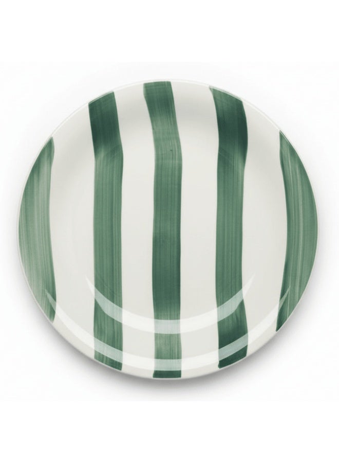 AKDC Luhpar Green Stripe Ceramic Side Plate Â€“ 19.2 Cm (White With Green Stripe) - Image 2