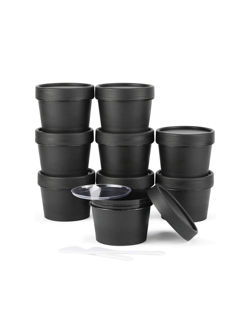 برطمانات مستحضرات تجميل فارغة مانعة للتسرب، حاوية بلاستيكية واسعة الفم مع أغطية مقببة لمنتجات التجميل، أو صنع الوحل بنفسك أو تخزين المكياج أثناء السفر، خالية من مادة BPA بنسبة 100%، 10 قطع، أسود، 3.4 أونصة، 100 جرام - Image 1