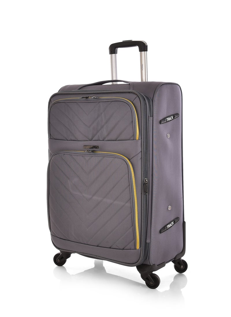 Track - Track Luggage Soft Fabric Trolley Travel Bag 4 Piece Set Size 20/24/28/32 Inch 9026/4P Grey - Image 1