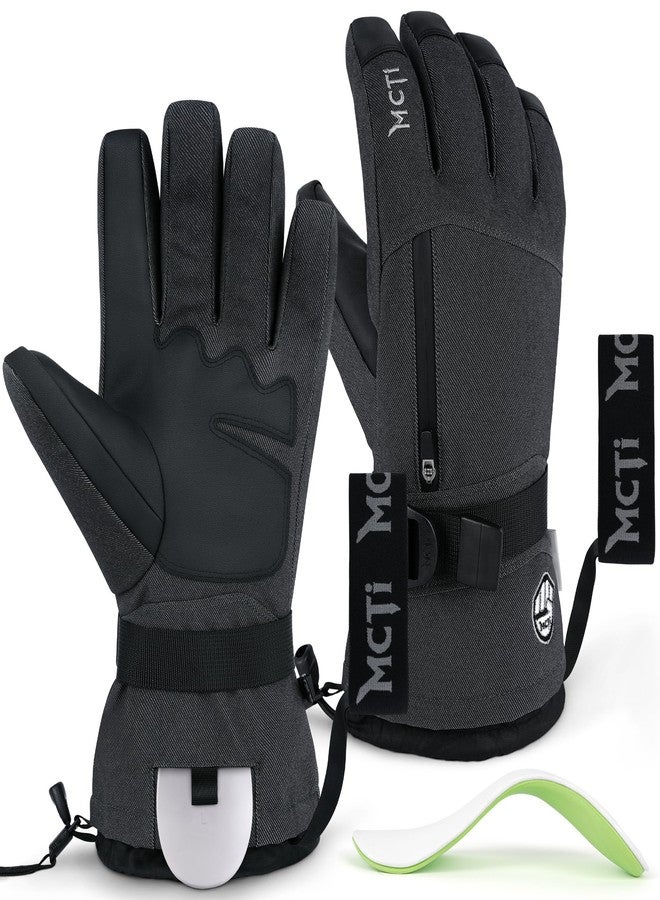 MCTi Pro Wrist Support Ski Gloves for Men, Winter Snowboard Gloves with Wrist Guard, Waterproof, 3M Thinsulate Warm, High Abrasion Resistance Grey-L - Image 1
