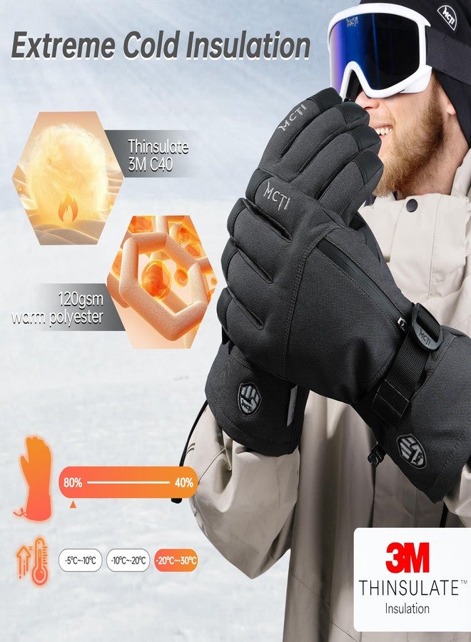 MCTi Pro Wrist Support Ski Gloves for Men, Winter Snowboard Gloves with Wrist Guard, Waterproof, 3M Thinsulate Warm, High Abrasion Resistance Grey-L - Image 3