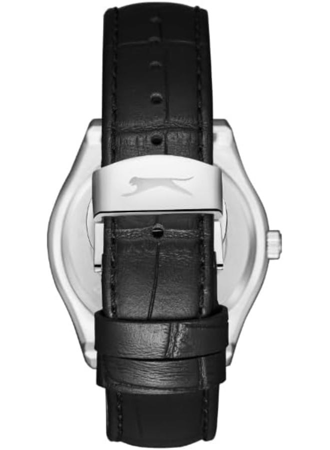 Slazenger Men's Watch, Analog Display and Leather Strap - SL.9.2486.1.01, Black - Image 4