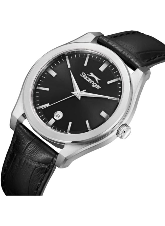 Slazenger Men's Watch, Analog Display and Leather Strap - SL.9.2486.1.01, Black - Image 2