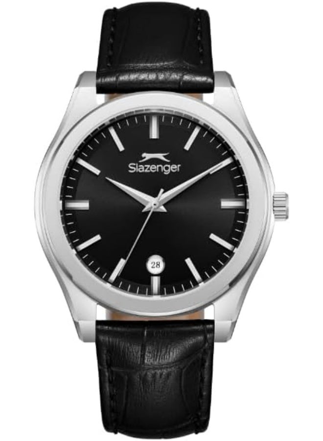 Slazenger Men's Watch, Analog Display and Leather Strap - SL.9.2486.1.01, Black - Image 1