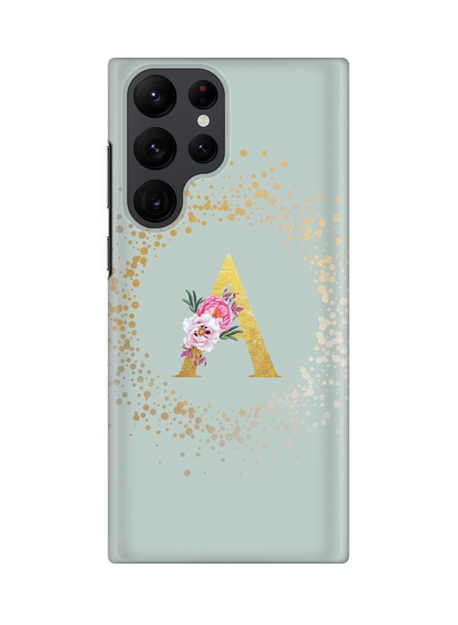 Stylizedd Monogram Slim Cover for Samsung Galaxy S22 Ultra 5G Case Custom Initials Letter Floral Pattern Snap Series Mobile Cover Matte Alphabet  - A (Light Green) - Image 1