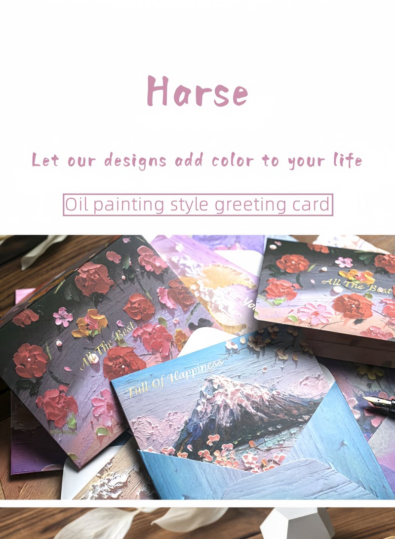 لغة 5 قطع بطاقة تهنئة بأسلوب الرسم الزيتي، بطاقة بريدية بأسلوب الرسم اليدوي التوضيحي، بطاقة تهنئة رومانسية وشفائية لأعياد الميلاد، الحفلات، التجمعات، الهدايا، وتذكارات الحب - Image 2