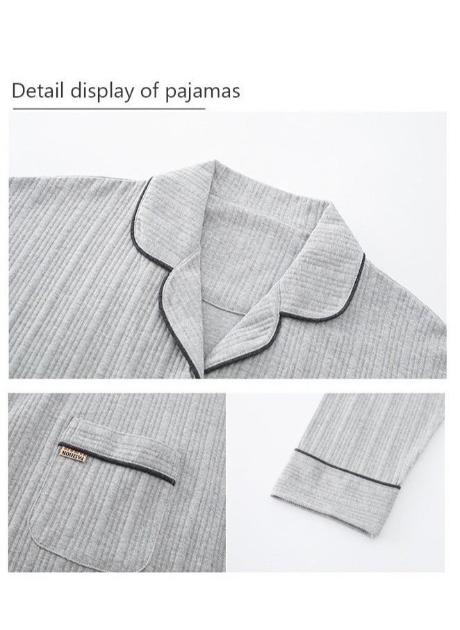 Generic - Couple Pajamas Set Long Sleeves Sleepwear for Men and Women Cute Plus Size Loungewear Spring and Autumn Home Clothes Gift for Boyfriend Girlfriend Husband Wife - Image 1