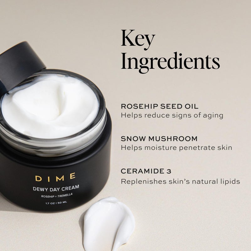 DIME Beauty Dewy Day Cream, Morning Face Moisturizer with Rosehip Oil and Tremella Snow Mushroom, 1.7 oz / 50 ml - Image 5