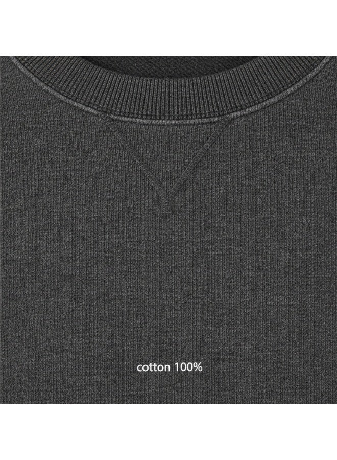 LOUD UNIVERSE Men's 100% Cotton French Terry Crewneck Charcoal Grey Sweatshirt - Classic Fit Soft Pullover For Everyday Wear - Image 4