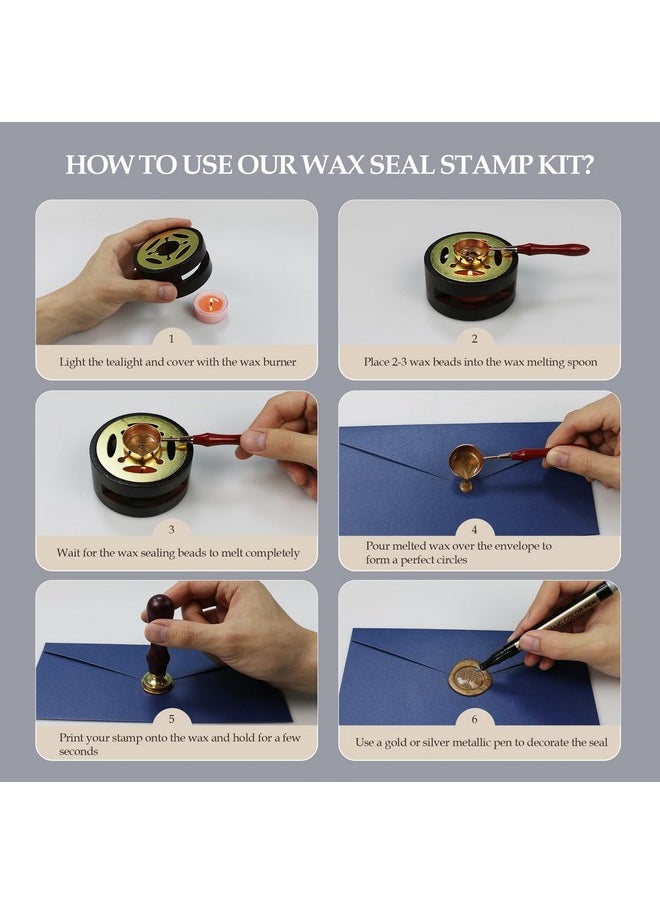TRINIDa Wax Seal Kit Wax Seal Stamp Kit With 24 Colors 624 Pcs Wax Seal Beads Sealing Wax Warmer Envelopes Candles Wax Stamp Metallic Pen For Gift And Decoration  - Image 4