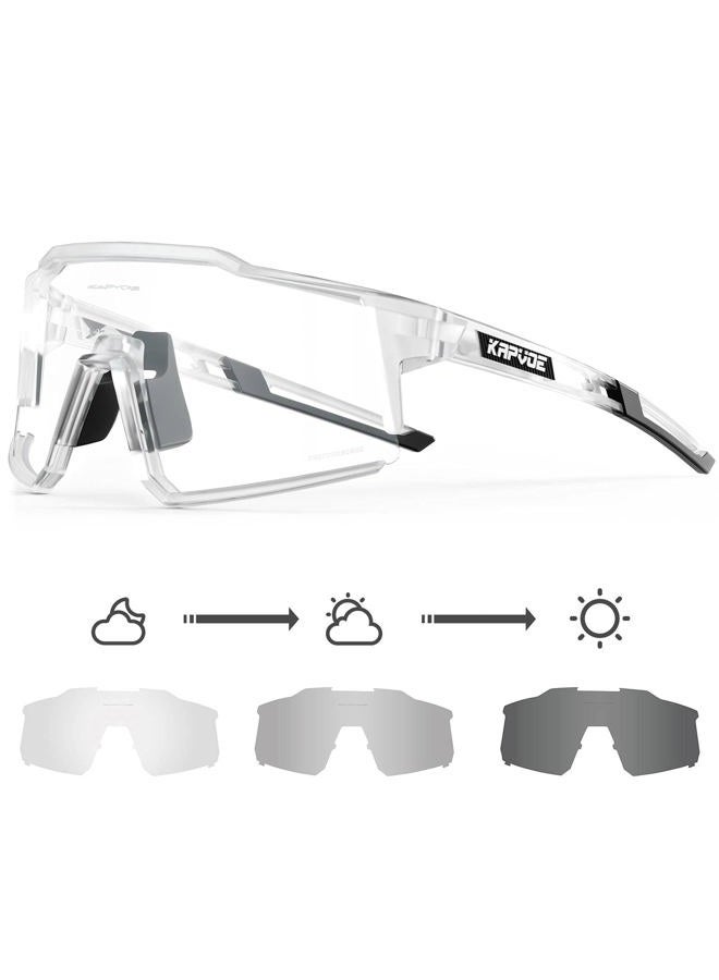KAPVOE Photochromic Cycling Glasses MTB Clear Mountain Bike Transition Bicycle Sunglasses for Men Women - Image 1