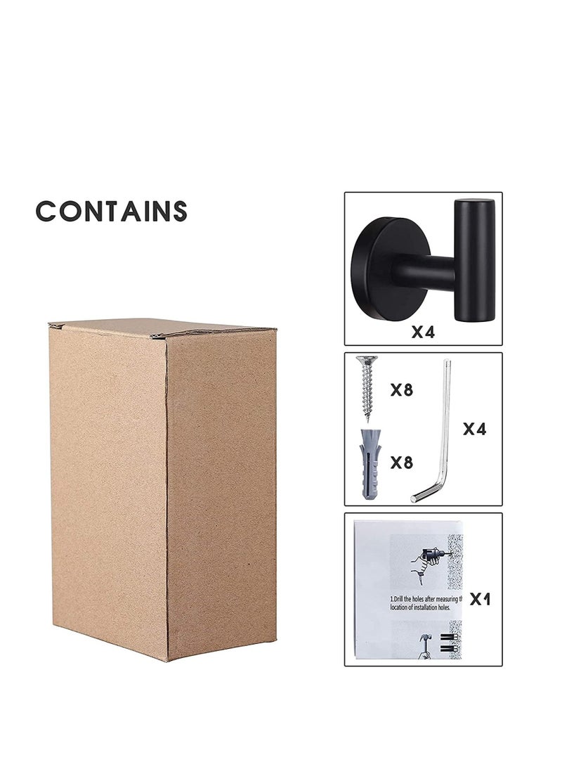 SYOSI خطاطيف منشفة الحائط خطاف المعطف حمام أسود مائل 304 من الفولاذ المقاوم للصدأ ثقيلة الوزن شماعة باب منشفة رداء الملابس خزانة خزانة إسفنجات خطاف حمام غرفة نوم مطبخ فندق مسبح 4 عبوات - Image 5