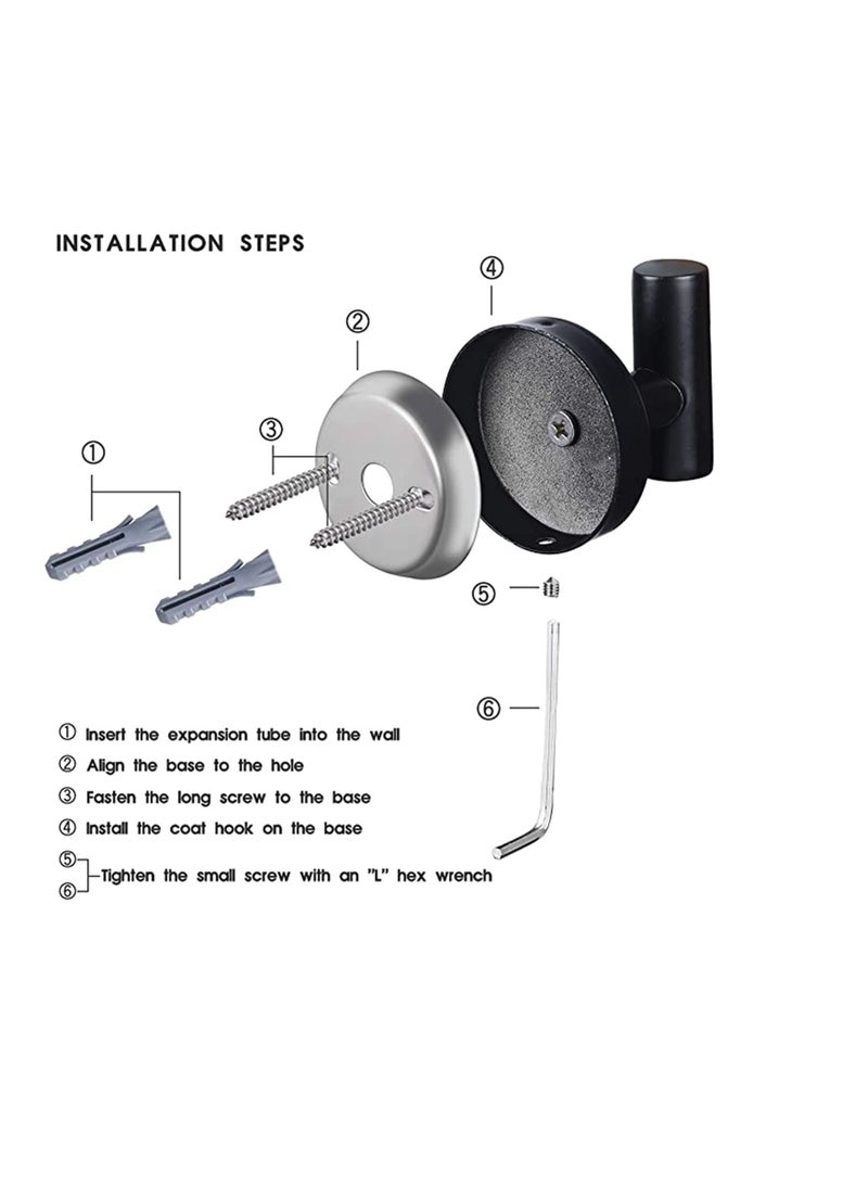SYOSI خطاطيف منشفة الحائط خطاف المعطف حمام أسود مائل 304 من الفولاذ المقاوم للصدأ ثقيلة الوزن شماعة باب منشفة رداء الملابس خزانة خزانة إسفنجات خطاف حمام غرفة نوم مطبخ فندق مسبح 4 عبوات - Image 4