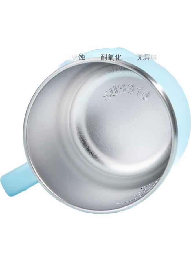 Snoopy كوب حليب للأطفال من سنوبي، كوب شرب منزلي للأطفال، كوب تدريب بمقبض واحد مقاوم للسقوط من الفولاذ المقاوم للصدأ 316، كوب بفوهة صغيرة، 260 مل، أزرق، 6024 - Image 2