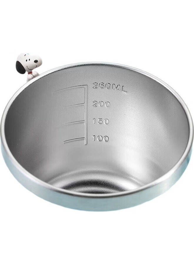 Snoopy كوب حليب للأطفال من سنوبي، كوب شرب منزلي للأطفال، كوب تدريب بمقبض واحد مقاوم للسقوط من الفولاذ المقاوم للصدأ 316، كوب بفوهة صغيرة، 260 مل، أزرق، 6024 - Image 3