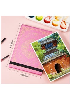 Excefore Portable Watercolor Paper, Hot Press Watercolor Journal,50% Cotton 140 lb/300gsm 20 Sheets 7.6’’ x 5.3’’ Travel Art Journal for Beginners and Artists  - Image 5