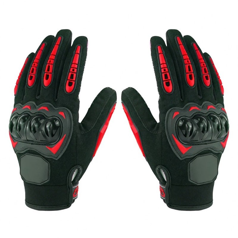 Motorcycle Gloves for Men Women Motorbike Anti-Slip Breathable Touchscreen Gloves with Knuckle Protection for Riding, Road Racing, Cycling, Black and Red L - Image 1