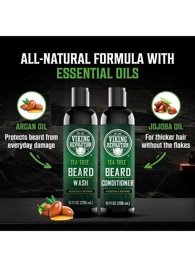 Viking Revolution Tea Tree Oil Beard Wash And Beard Conditioner For Men - Natural Beard Softener Set With Argan Oil, Vitamin E And Ginseng - Tea Tree Beard Shampoo And Conditioner Set (10 Oz)  - Image 5