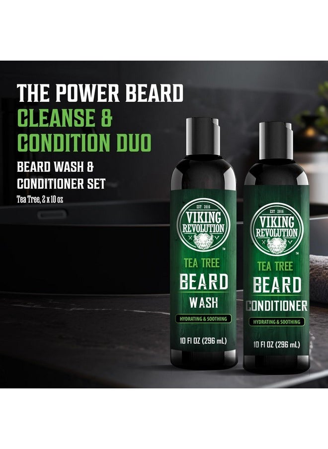 Viking Revolution Tea Tree Oil Beard Wash And Beard Conditioner For Men - Natural Beard Softener Set With Argan Oil, Vitamin E And Ginseng - Tea Tree Beard Shampoo And Conditioner Set (10 Oz)  - Image 2