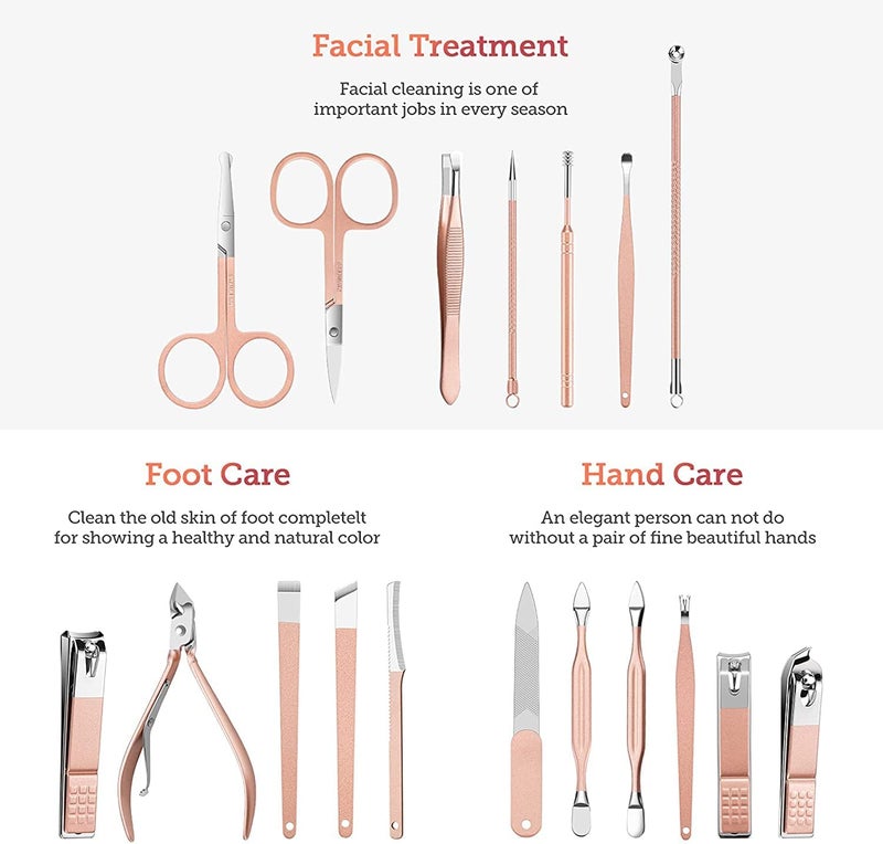 Wazdorf Wazdorf 18 IN 1 Stainless Steel Professional Manicure Set Nail Cutter For Women Nail Scissors Luxury Grooming Kit Manicure Pedicure Kit For Women Nail Acne Remover needle 18 IN 1 - Image 5