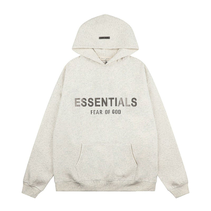 FOG Essentials Fleece-Lined Hoodie & Pants Set with Silver Letter Print - Casual Streetwear