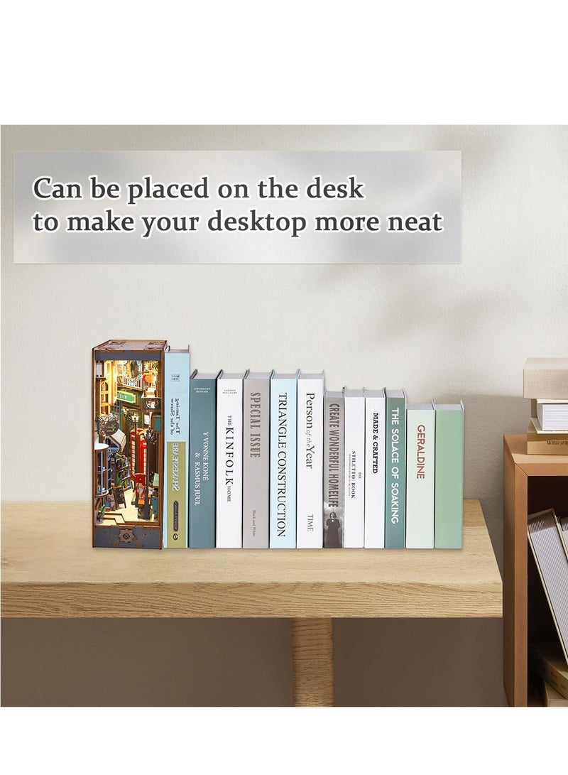 Barakah أطقم زاوية الكتاب DIY، تجميع ألغاز خشبية ثلاثية الأبعاد إدراج رف الكتب مع ضوء LED، أطقم زاوية الكتاب زينة هدايا للمراهقين والبالغين - Image 2